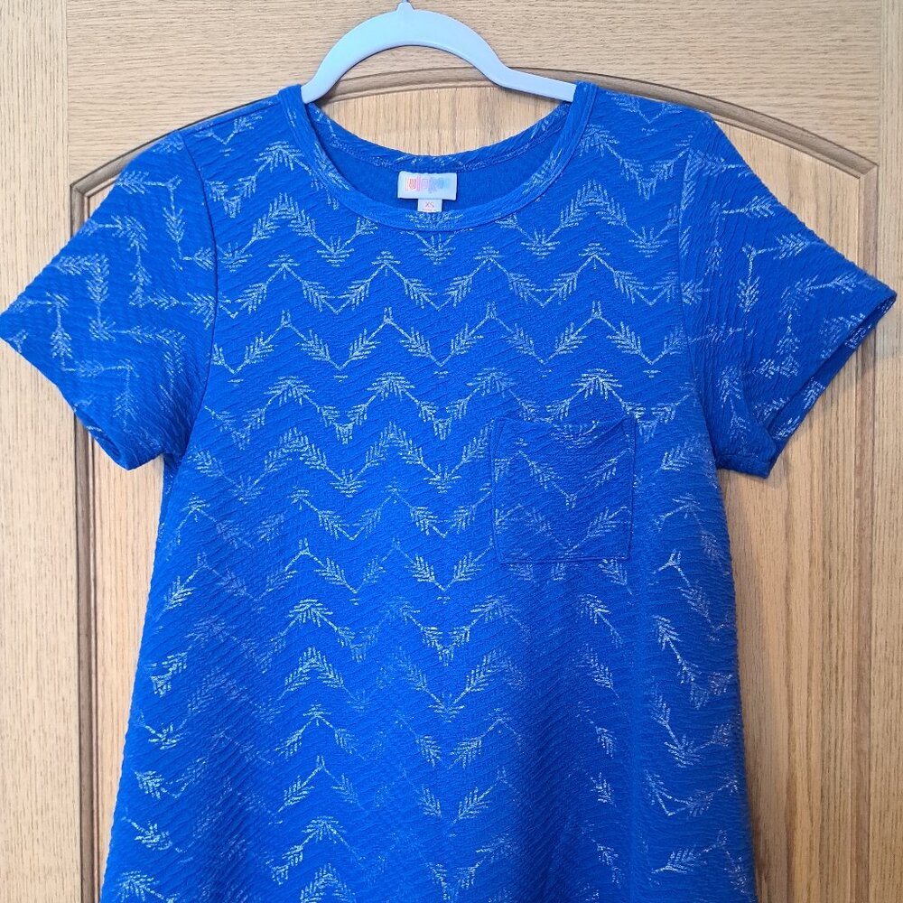 Lularoe XS Elegant Carly Blue with Arrows